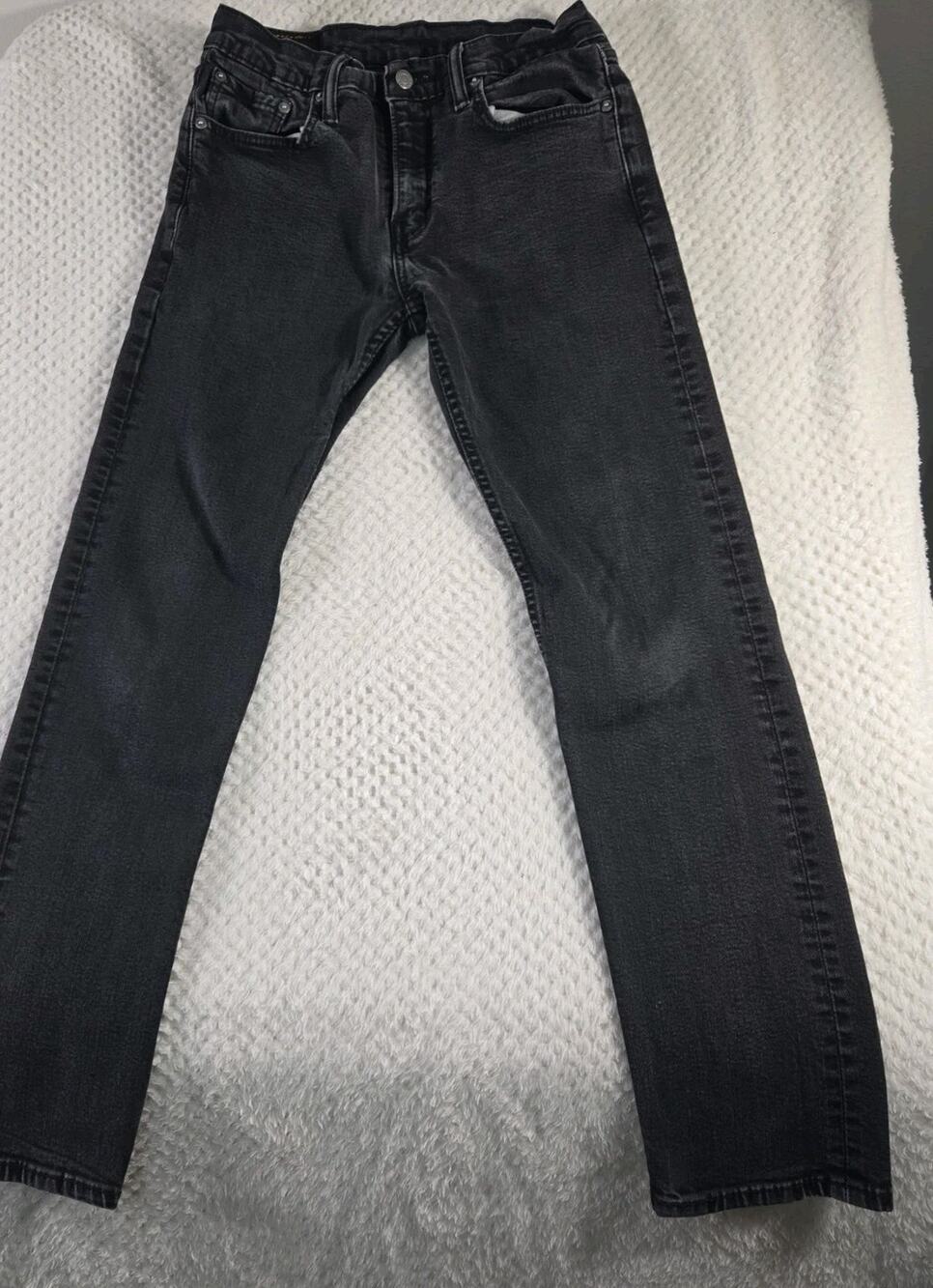 Levis 502 Regular Taper Jeans Mens 30x32 Gray Black Wash Denim Pants #0127